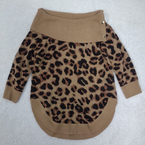89th+Madison Women's Leopard Print Cowl Neck Sweater Size Medium - Picture 9 of 15